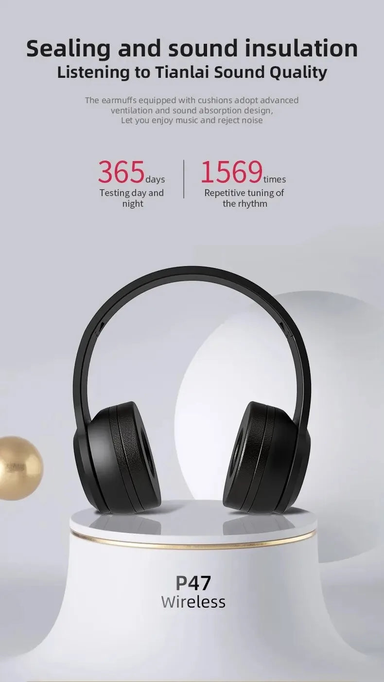 P47 Wireless Bluetooth Headphones – Noise-Cancelling