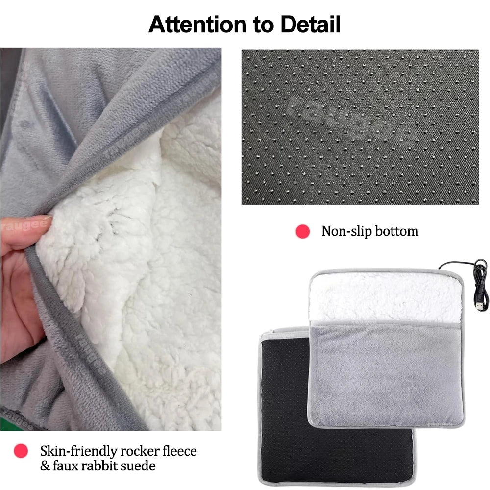 USB Electric Foot Warmer – Soft Plush Heating Pad for Home, Fast Heating