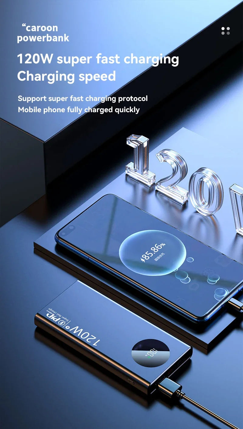 80000mAh High-Capacity Power Bank – 120W Super Fast Charging for iPhone & Android