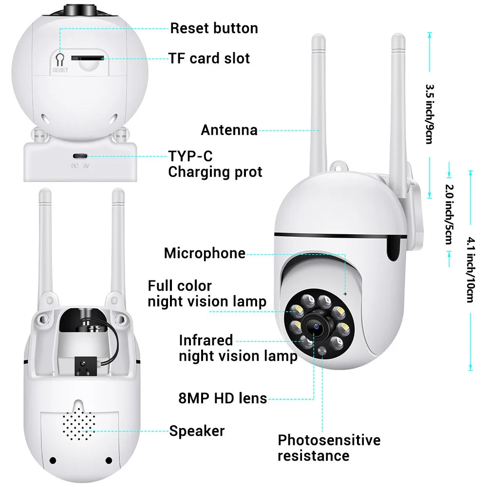 O-Kam Pro 8MP WiFi IP Camera – 2.4G Wireless Home Security with 5X Zoom & Tracking