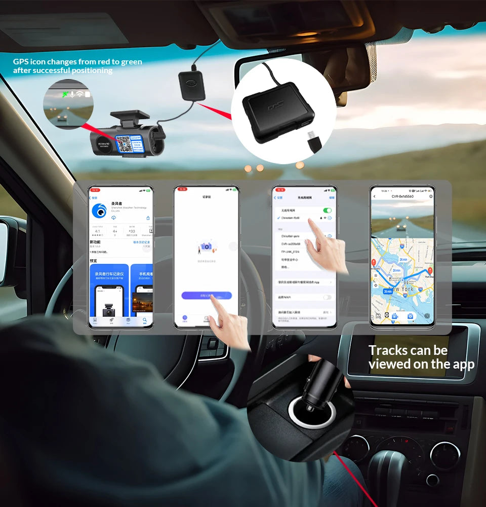 4K UHD Dash Cam – Night Vision, Wi-Fi, GPS Support & 24H Parking Monitor