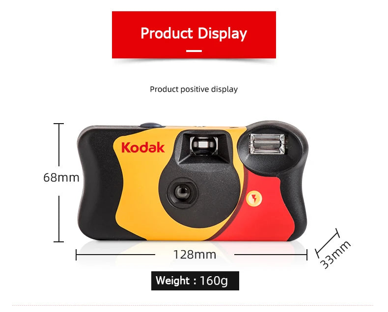 Kodak FunSaver Disposable Camera – Single Use, Flash, 27/39 Exposures