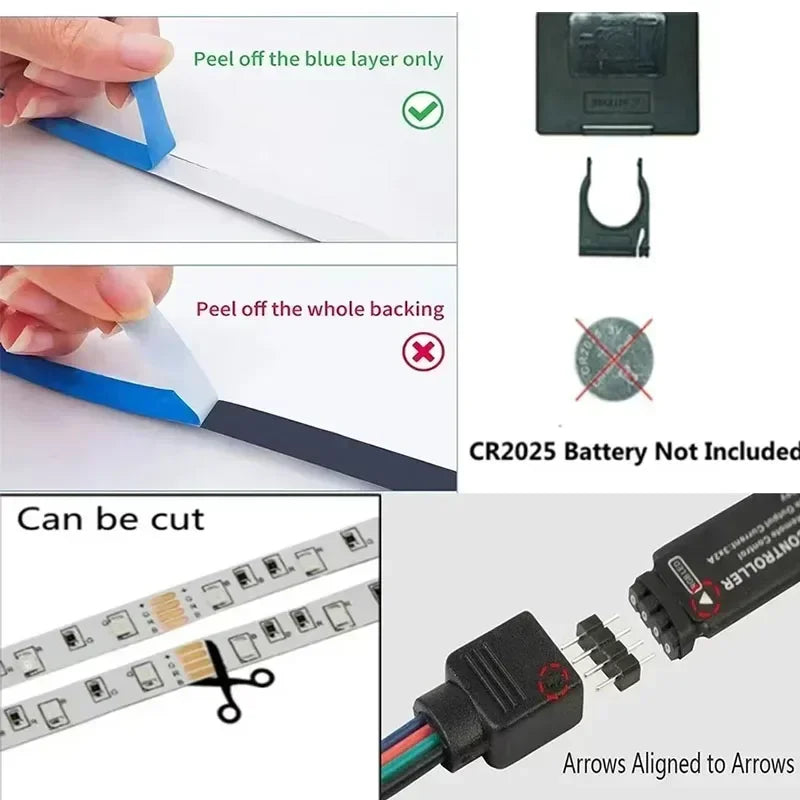 1–30M USB 5V RGB LED Strip Lights – Bluetooth, 24-Key Remote, Flexible TV Backlight