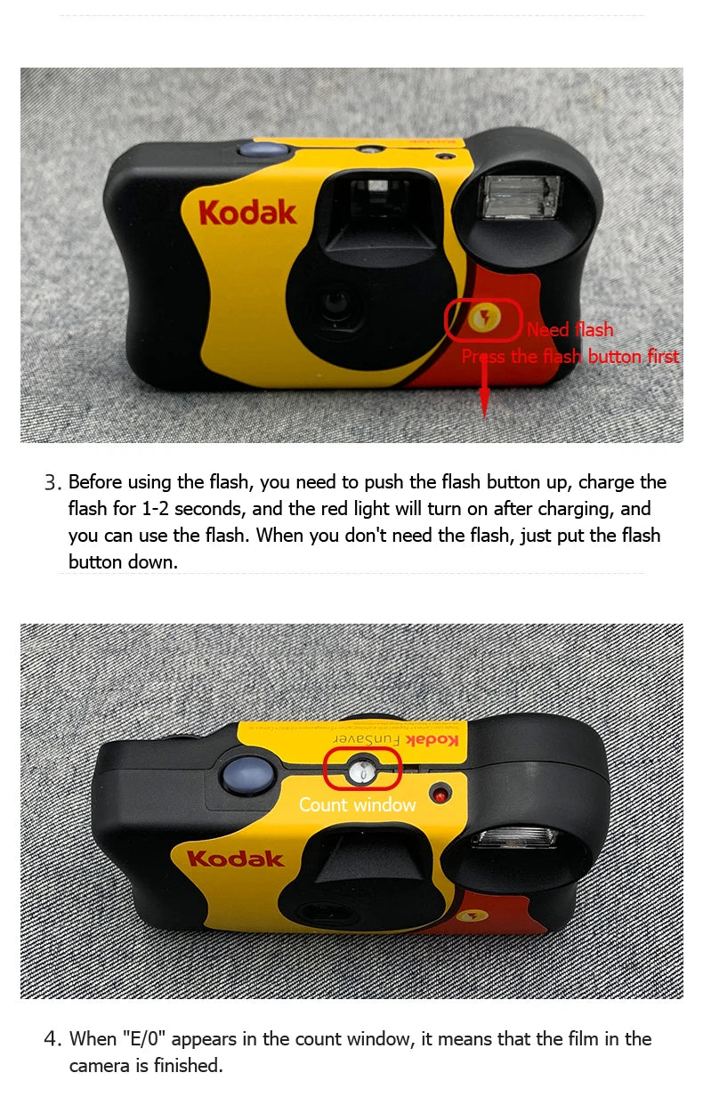 Kodak FunSaver Disposable Camera – Single Use, Flash, 27/39 Exposures
