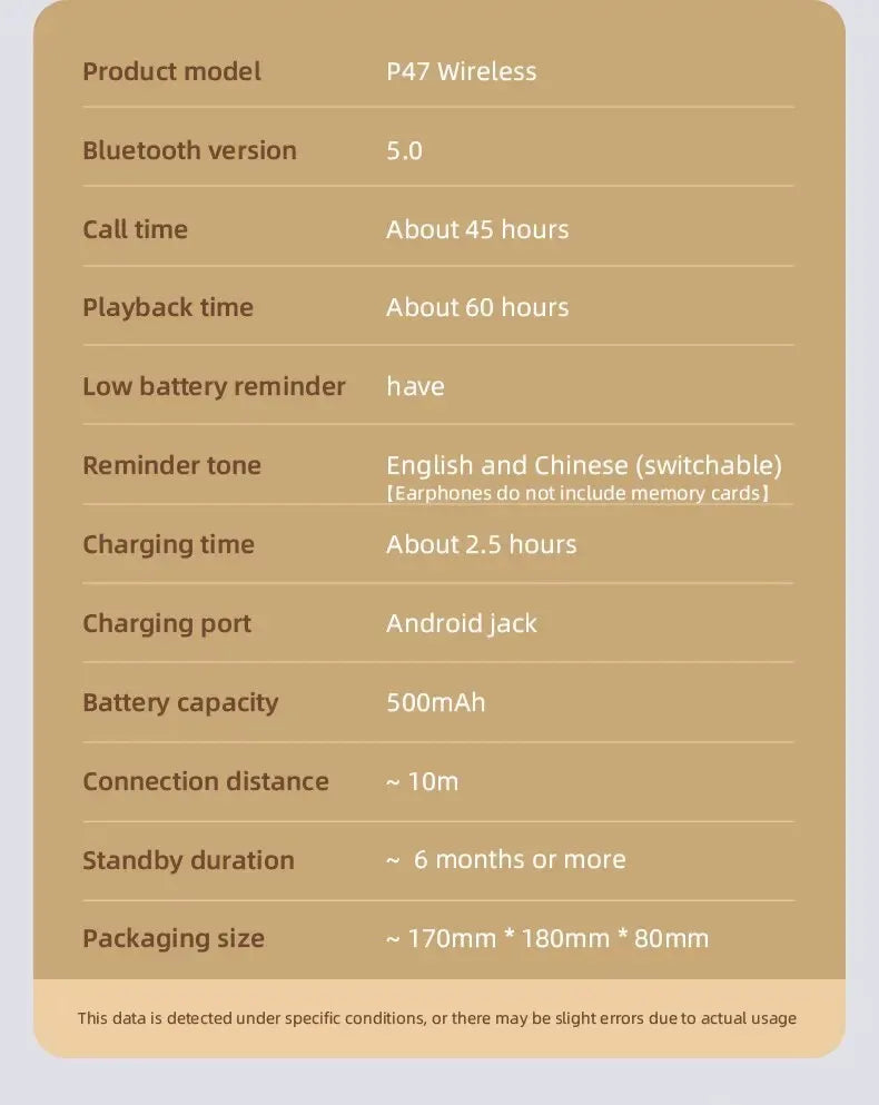 P47 Wireless Bluetooth Headphones – Noise-Cancelling